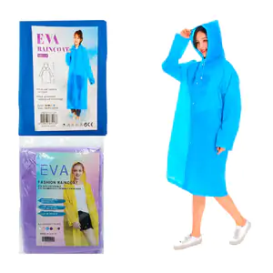 Impermeable de plástico tipo poncho, holgado con botones y capucha aj…