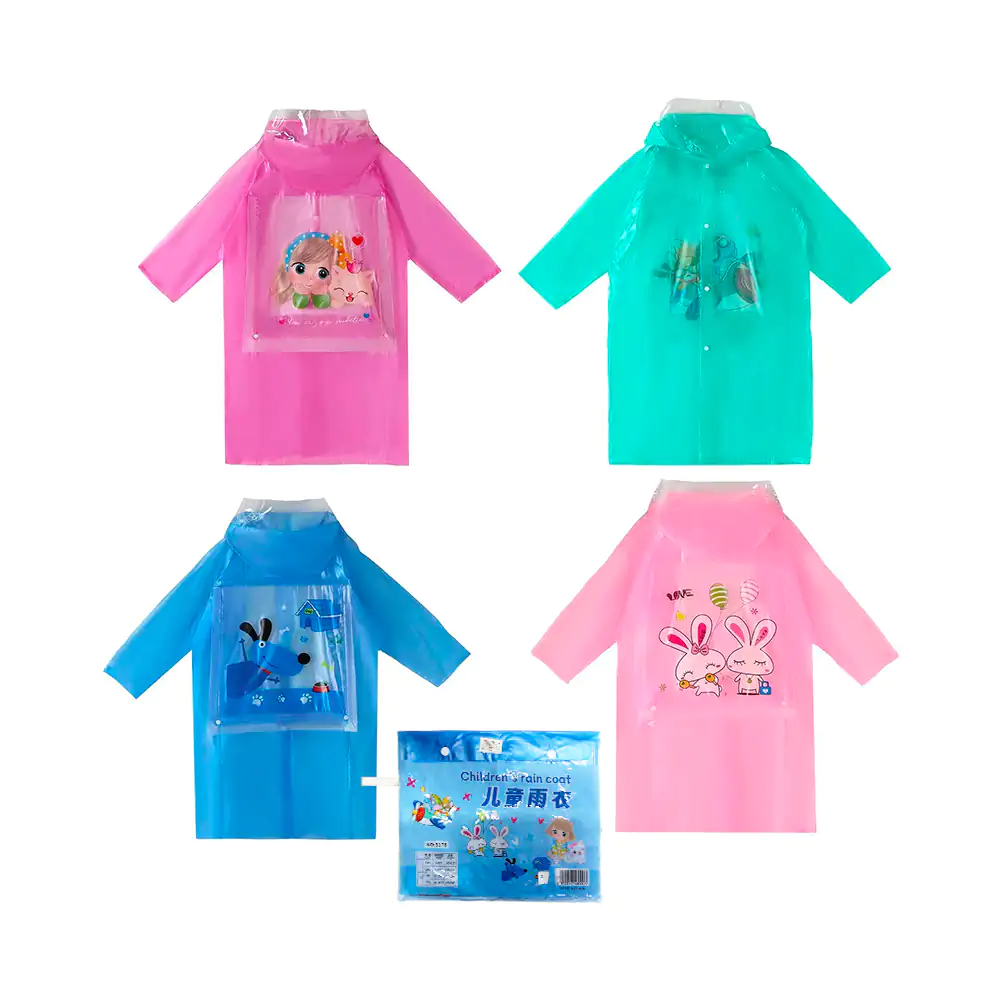 Impermeable infantil tipo poncho con estampado de animales kawaii, va…