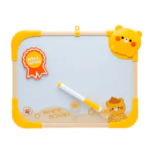 Pizarrón blanco doble cara infantil con diseño de oso, 27.5x34cm + pl…