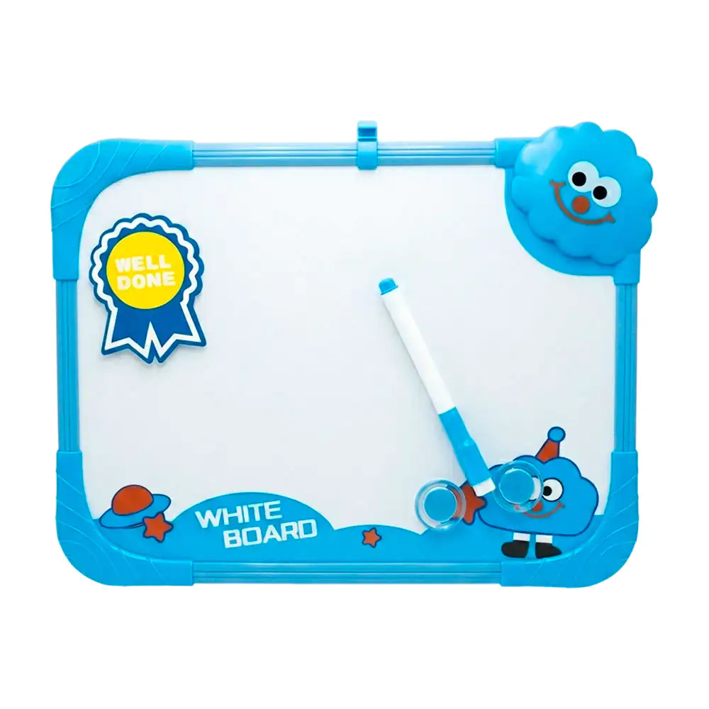 Pizarrón blanco doble cara infantil con diseño de nube, 27.5x34cm + p…