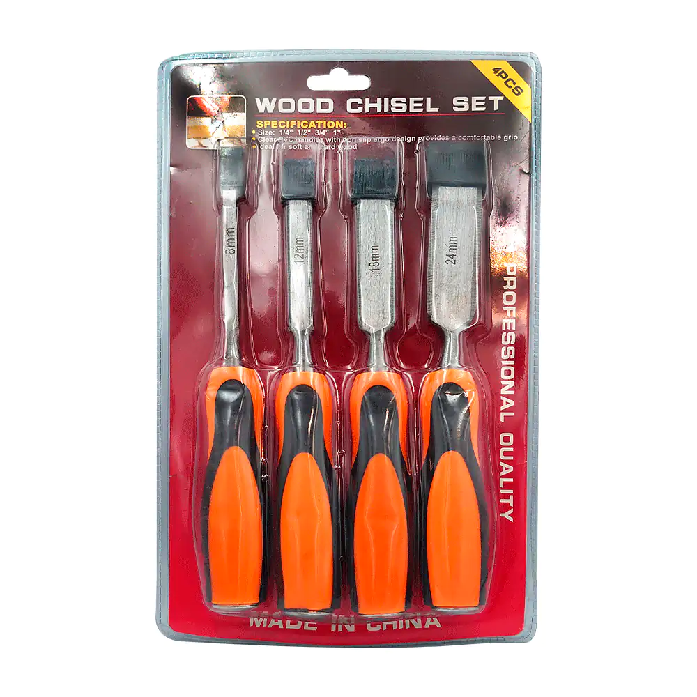 Blíster con 4 cinceles para tallar madera con mango de plástico, vari…
