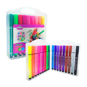 Estuche con 18 plumones marcadores de agua, escolares, variedad de co…