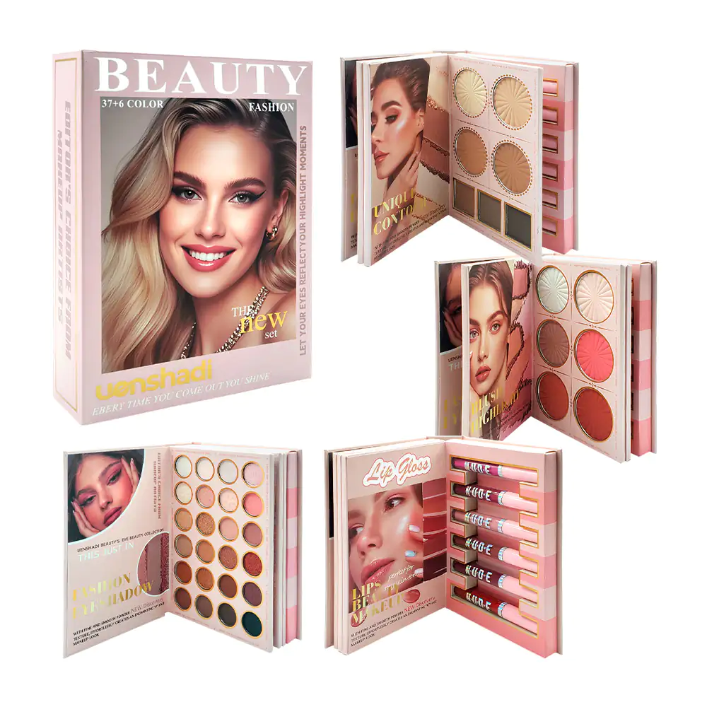 Estuche de maquillaje beauty con sombras, rubores,contornos + labiale…