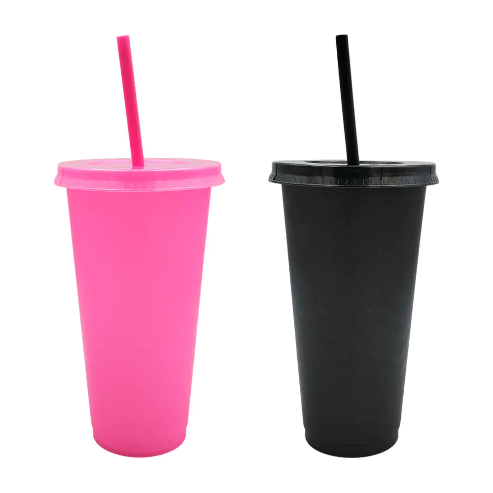 Vaso de plástico resistente de 32oz con tapadera y popote, variedad d…