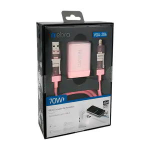 Combo cargador nebro de 70w, cable 4en1 con adaptadores, usb, ip y ti…