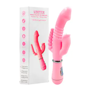 Dildo consolador triple, 3 cabezas de goma texturizada, eléctrico, 23…
