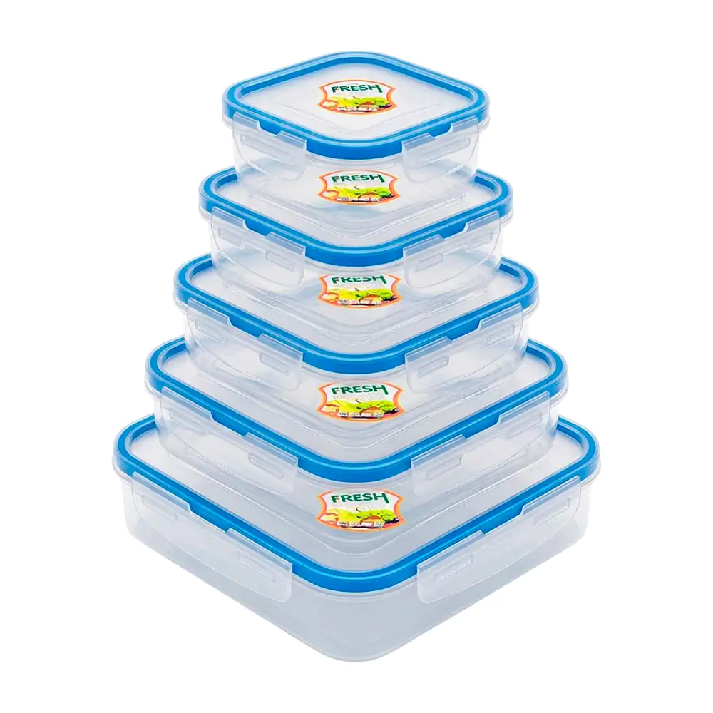 Juego con 5 tuppers fresh cuadrados de cierre hermético, 10x10cm a 22…