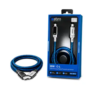 Cable tipo c a tipo c de 100w, ajuste automático e indicador de watts