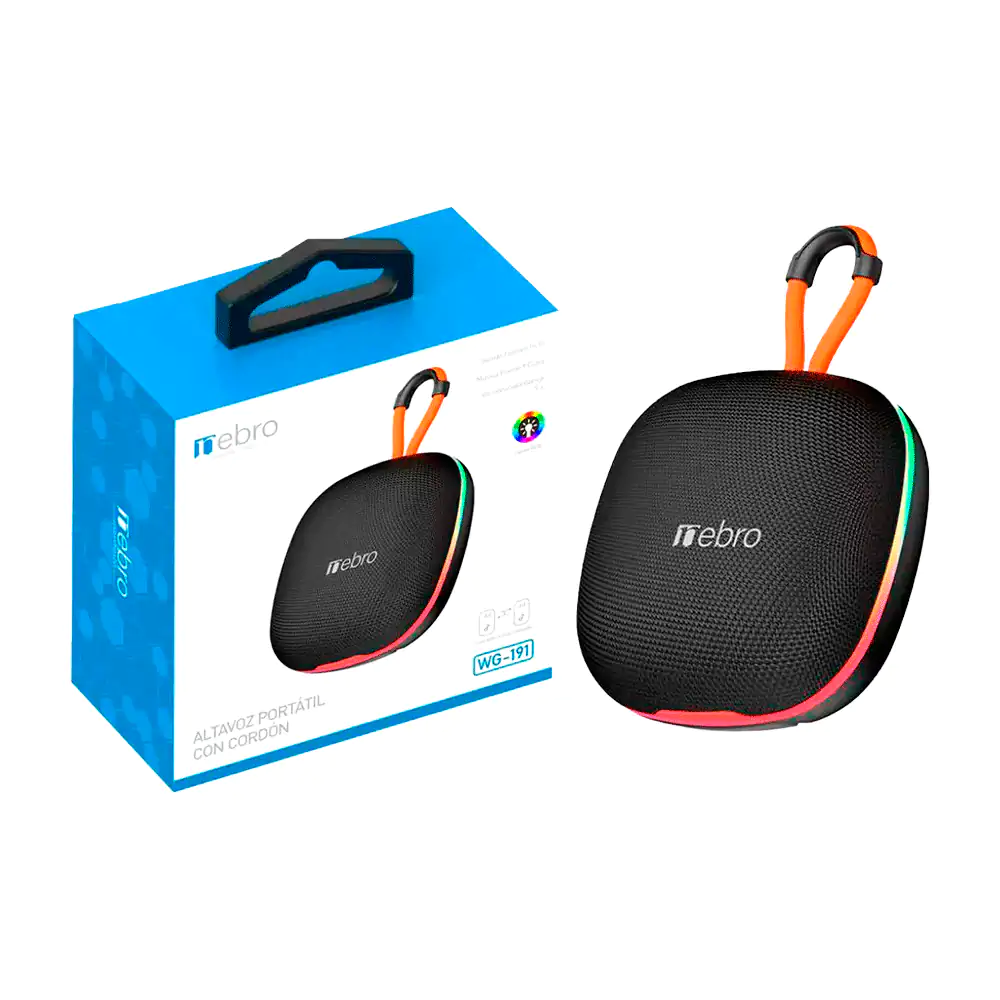 Bocina portátil inalámbrica nebro con asa + iluminación rgb / wg-191