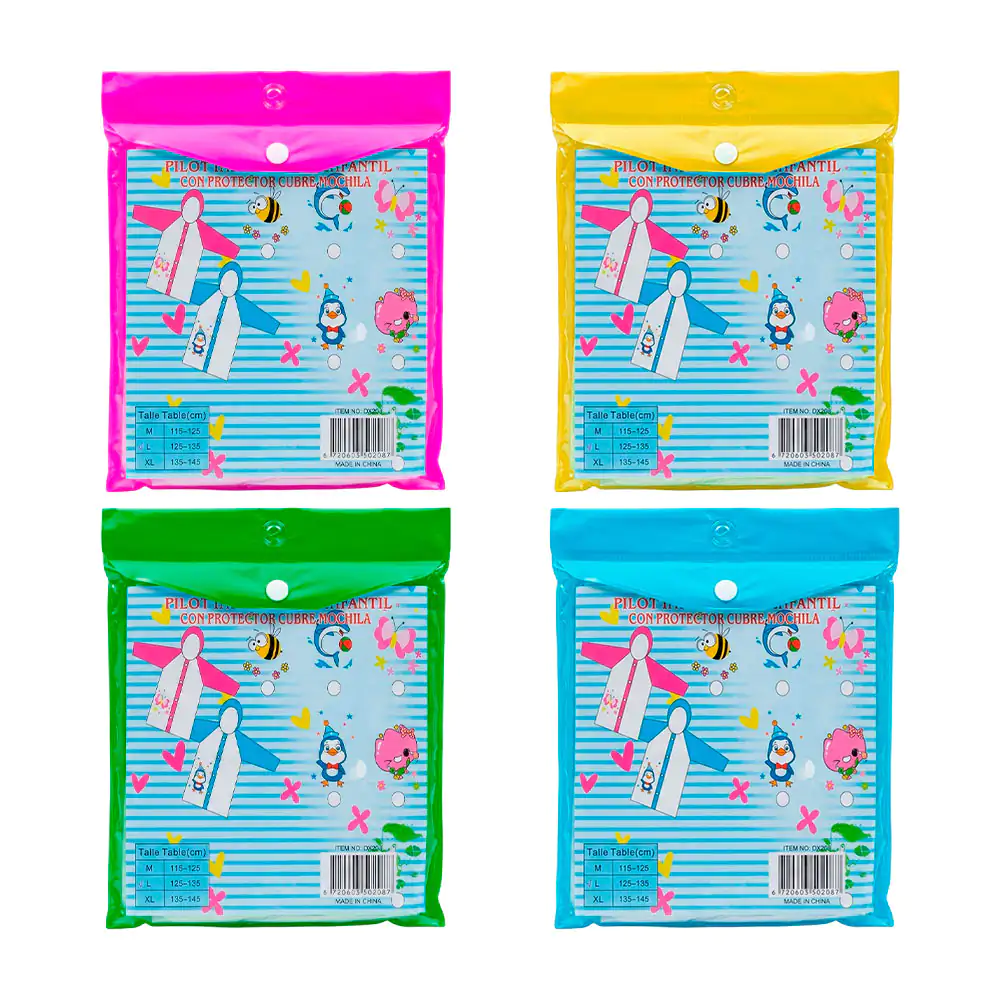 Impermeable infantil de tela resistente con botones y gorro ajustable…