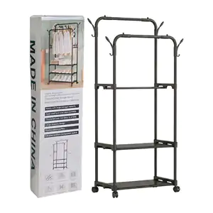 Closet multifuncional con ruedas + 2 tubos para ropa y zapatero de 3 …