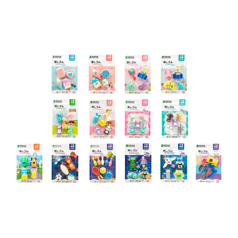 Blíster con mini borradores con temáticas infantiles, variedad de mod…