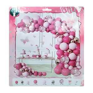 Set decorativo de 60pz en 3 tonos de rosa, globo con confeti, pegamen…