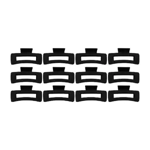 Paquete con 12 pinzas de plástico rectangulares en color negro mate, …
