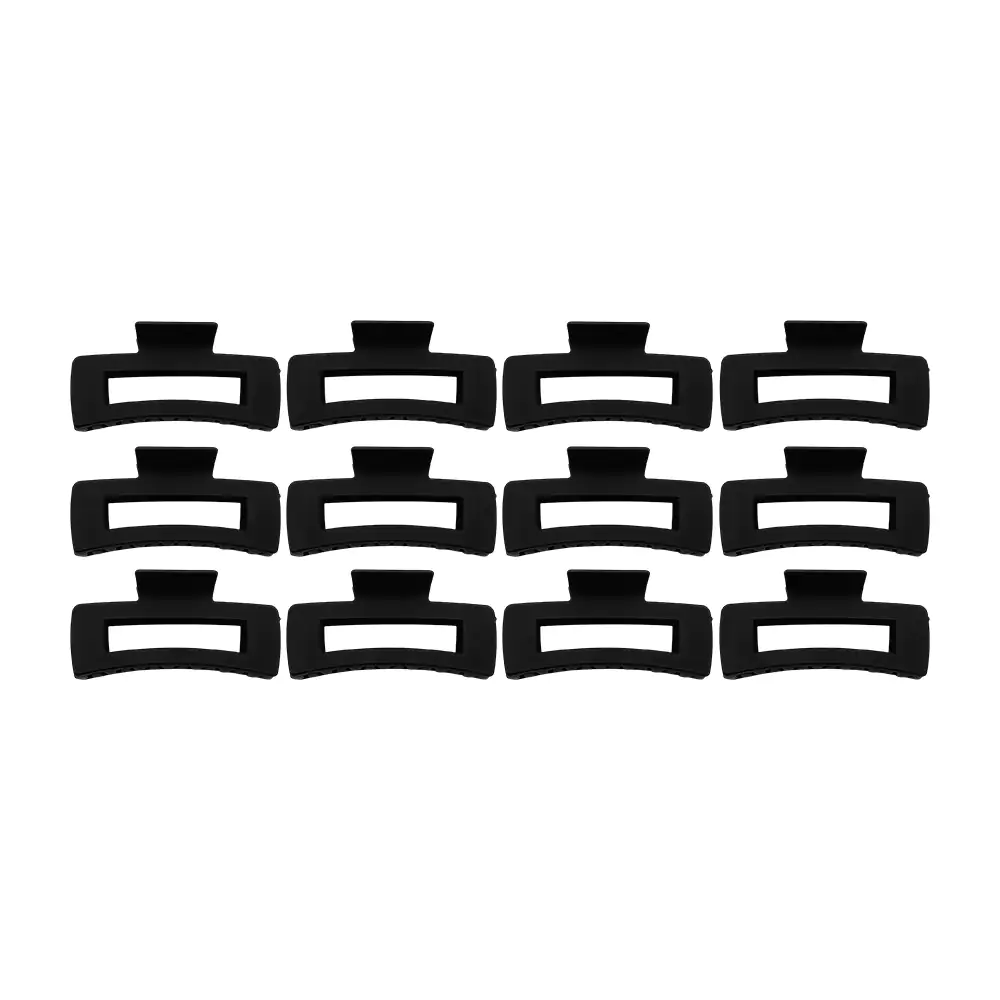 Paquete con 12 pinzas de plástico rectangulares en color negro mate, …