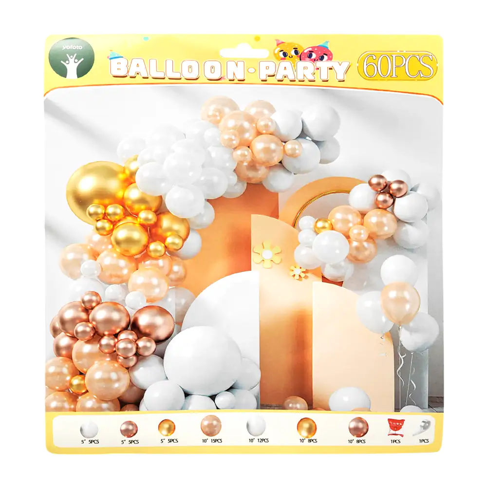 Set decorativo de 60pz en colores blanco, rosa y dorado con pegamento…