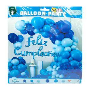 Set decorativo de 60pz, varios tonos de azul con globo metálico feliz…