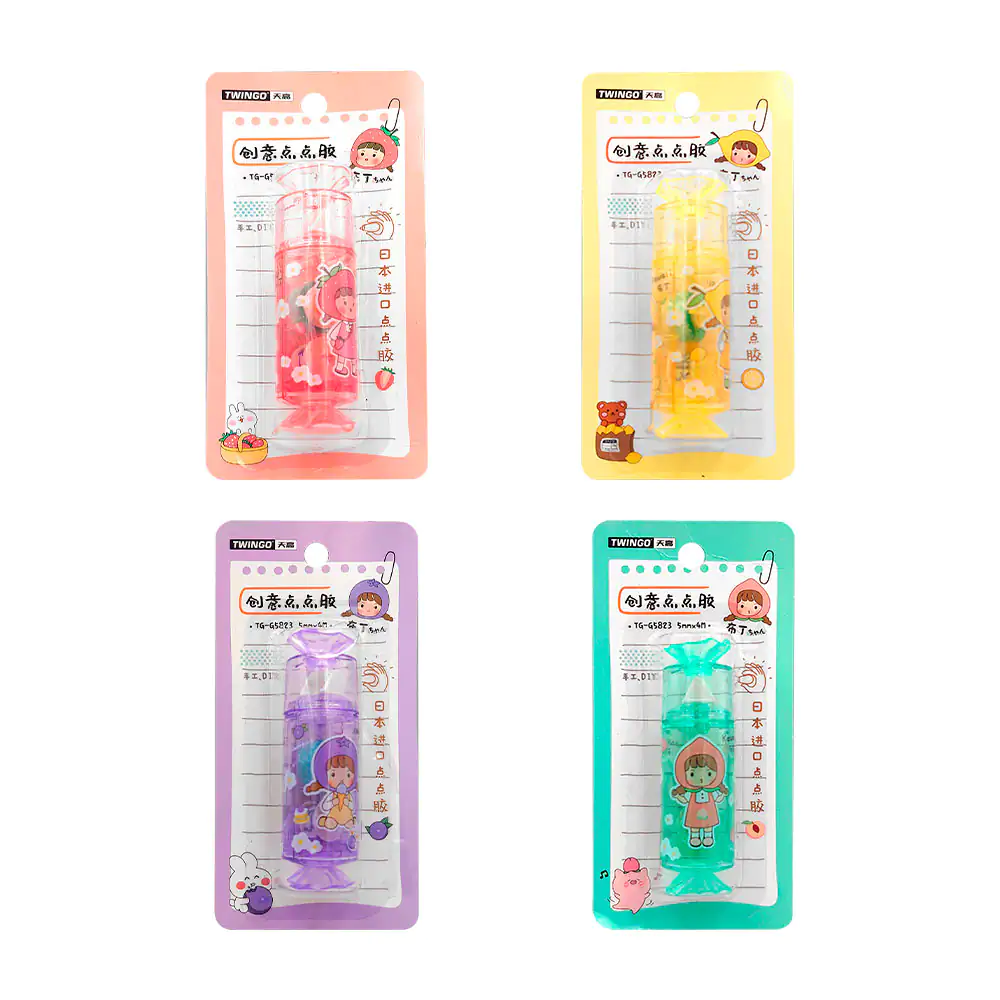 Dispensador de pegamento en cinta tipo corrector con estampado kawaii…