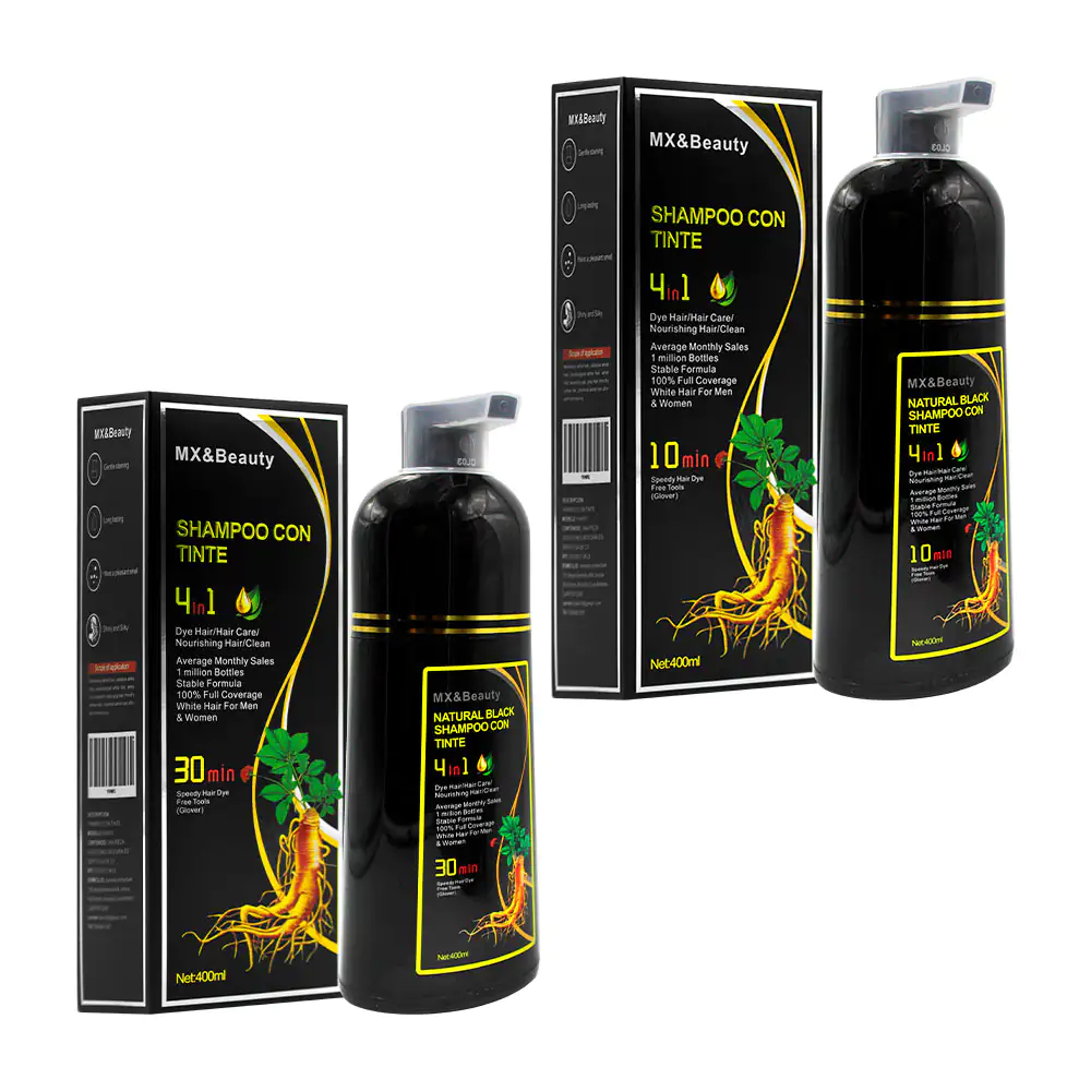 Shampoo 4 en 1 con jengibre y extractos naturales para teñir el cabel…