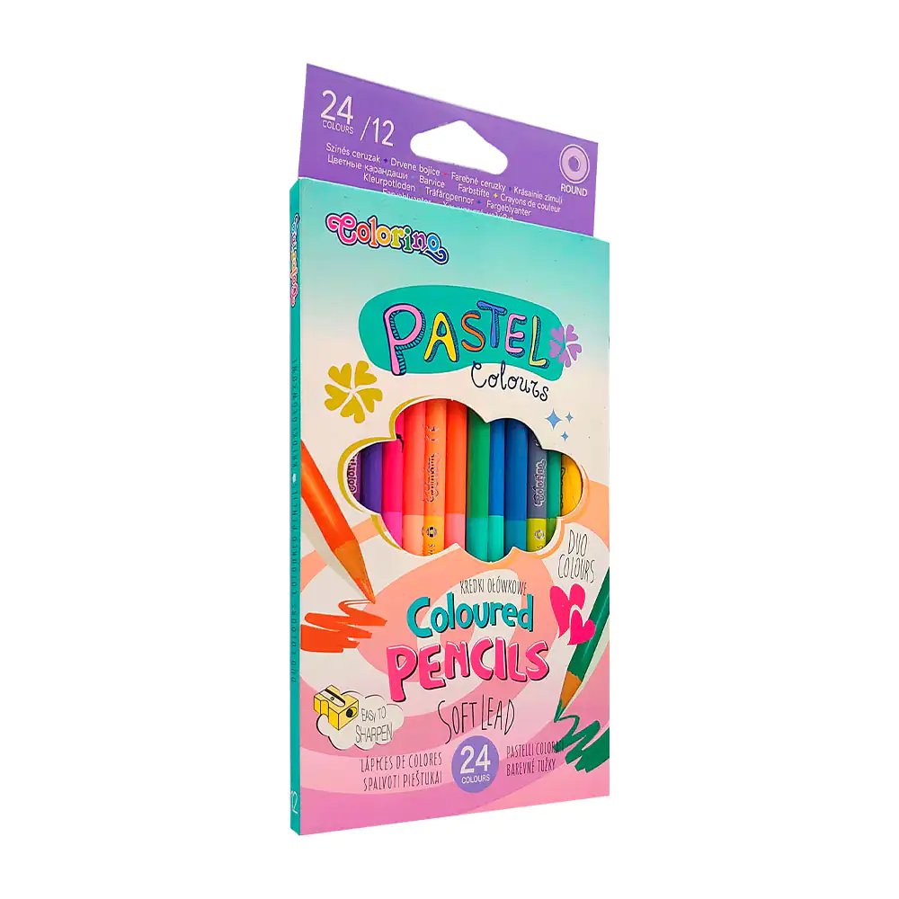 Paquete con 13 lápices redondos dobles que dan a 24 colores pastel, p…