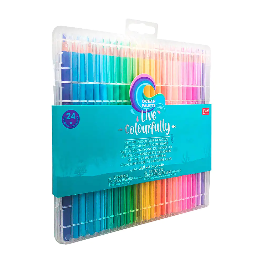 Estuche de plástico con 24 lapices triangulares de colores en tono pa…