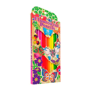 Caja con 12 lápices de colores redondos en tonos fluorescentes / yz-5…