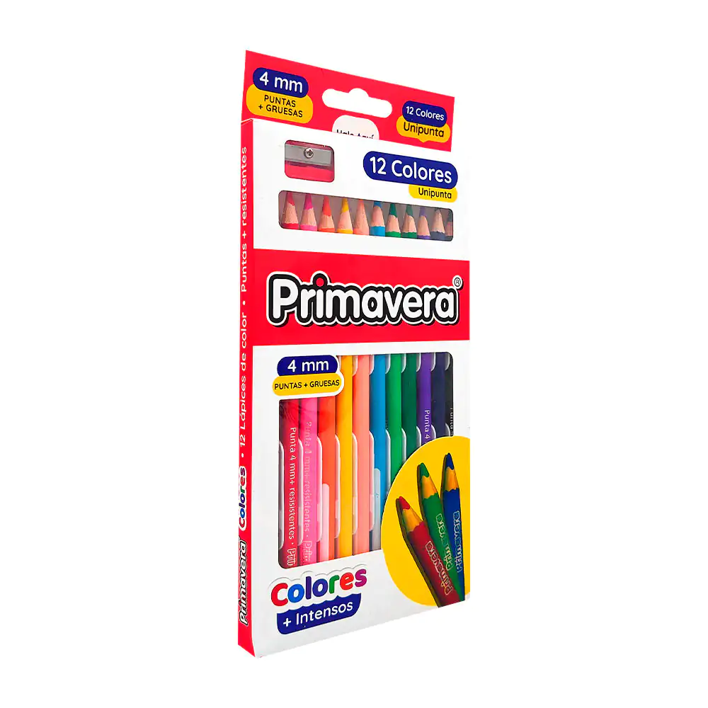 Caja con 12 lápices de colores redondos primavera en tonos intensos +…