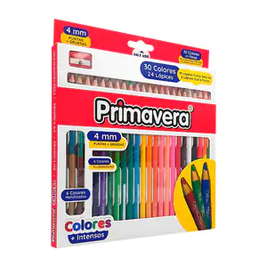 Caja con 18 lapices de colores primavera punta sencilla + 6 lapices d…