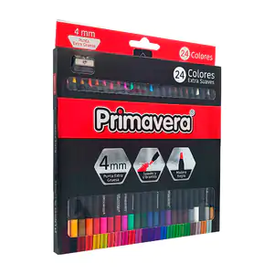 Caja con 24 lápices de colores intensos primavera, punta 4mm + sacapu…