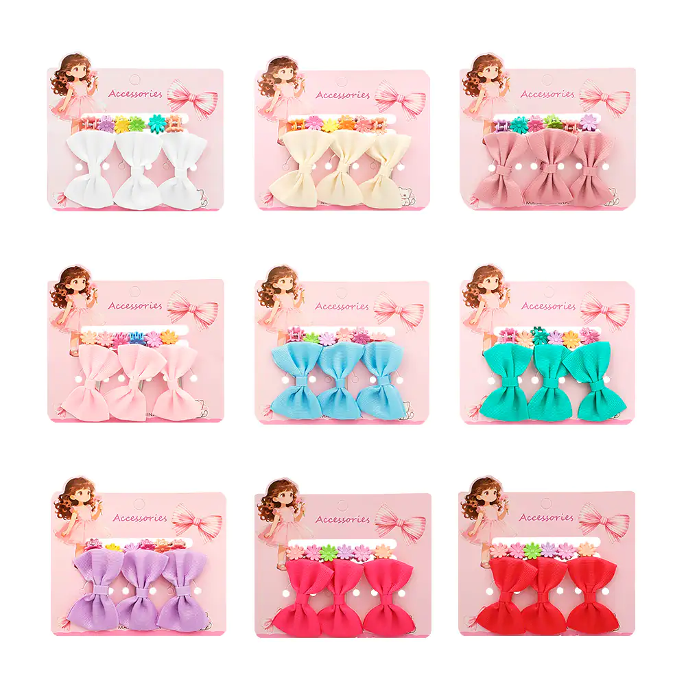 Blíster con 3 moños + 6 mini pinzas para el cabello en forma de flor,…
