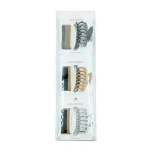 Blister con 1 pinza con efecto metálico + 3 ligas para el cabello, va…