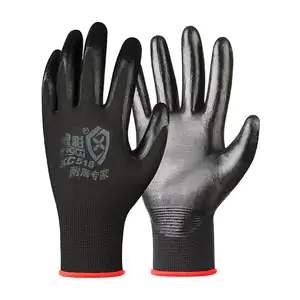Par de guantes para trabajo de tela con recubrimiento de goma antider…
