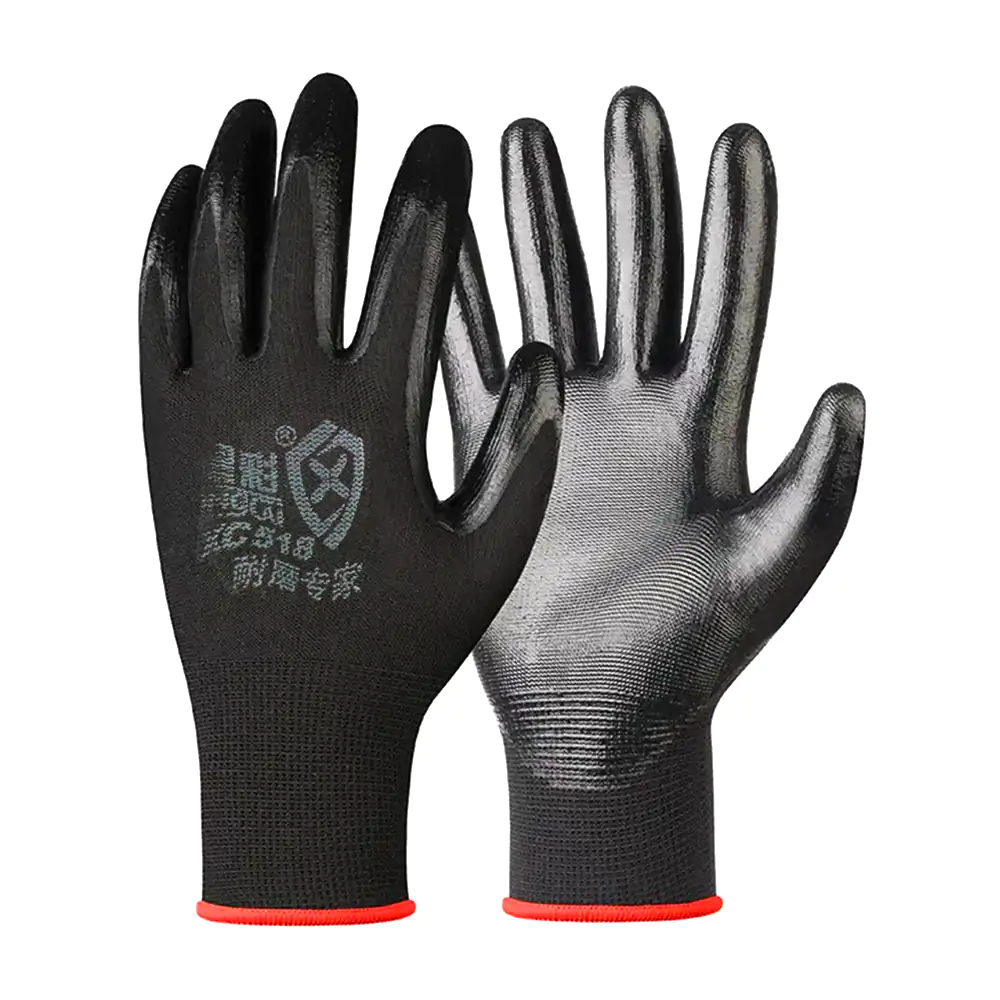 Par de guantes para trabajo de tela con recubrimiento de goma antider…