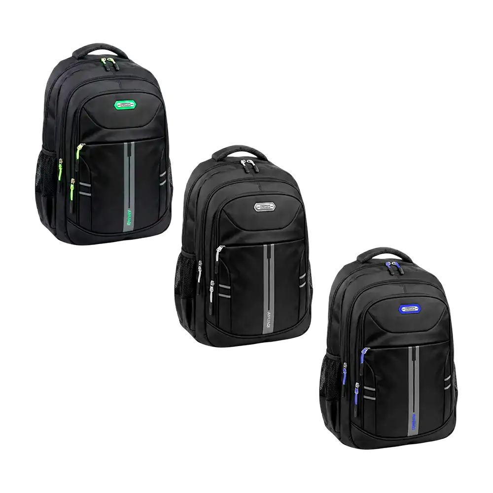 Mochila grande con 4 compartimentos, malla al lateral y lineas antire…