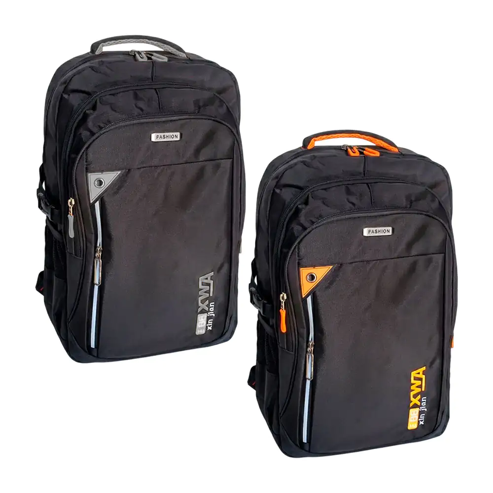 Mochila grande con 4 compartimentos, linea antirreflejante al costado…