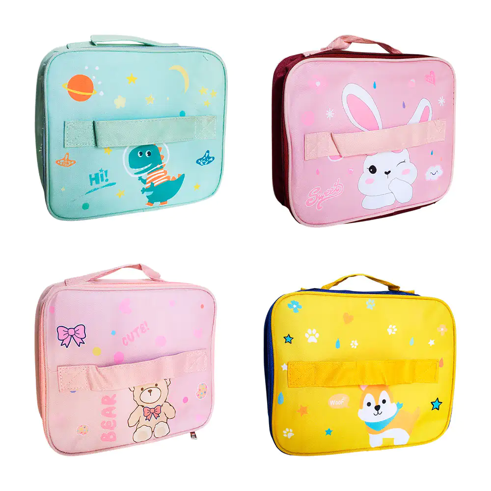 Lonchera térmica cuadrada con estampado de animales kawaii, 27x7x22cm…