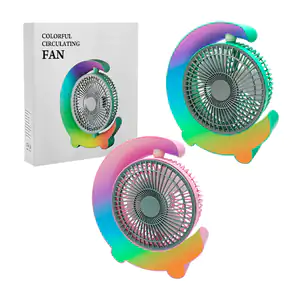 Ventilador de escritorio con lámpara rbg recargable, variedad de colo…