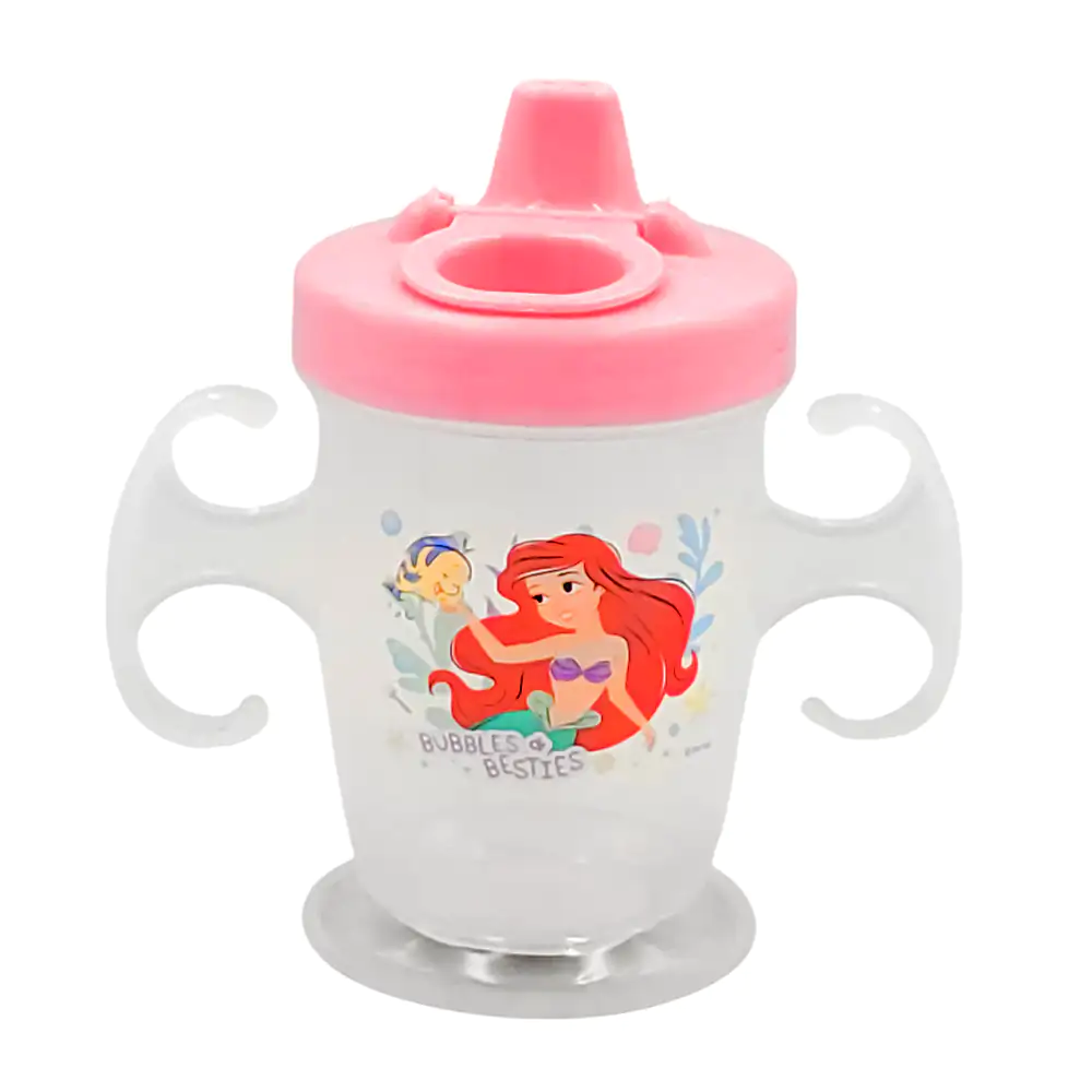 Vaso entrenador infantil con bloqueador de boquilla y diseño de ariel