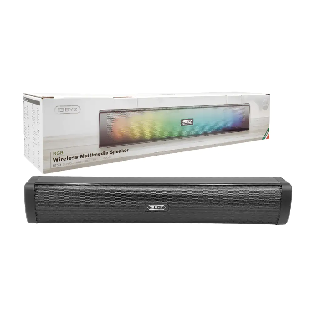 Bocina byz tipo barra de sonido, inalámbrica con sonido 360 y luz rgb…