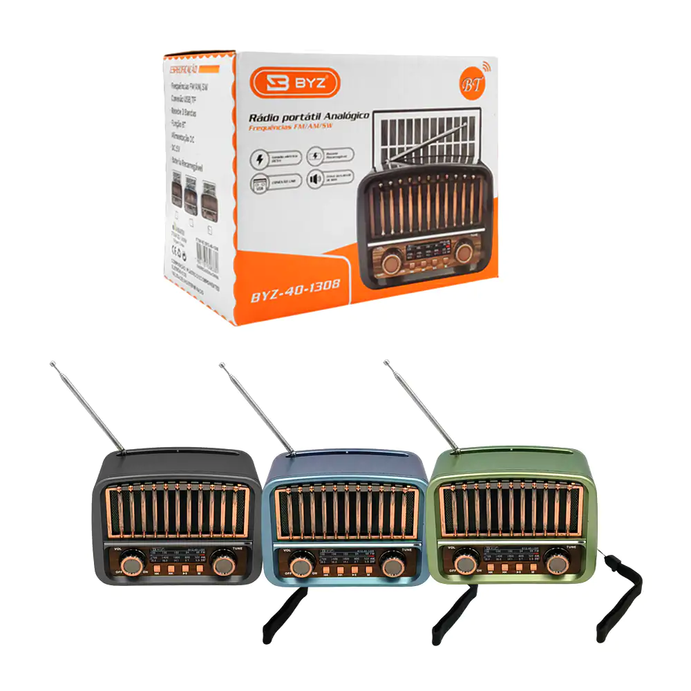 Radio bocina byz recargable, múltiples canales, panel solar, variedad…