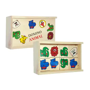 Paquete con 28pz de domino infantil didáctico de madera, diseño de an…