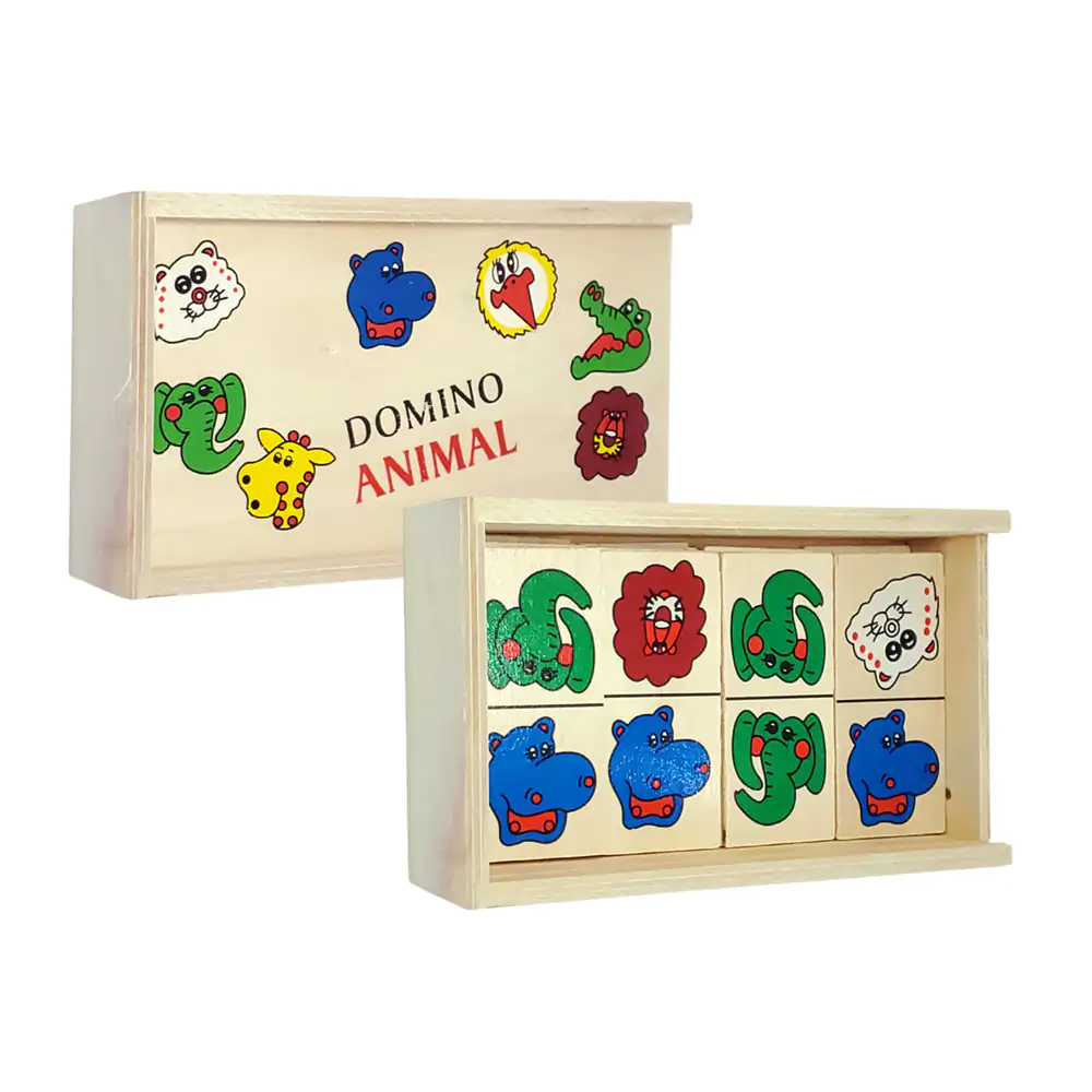 Paquete con 28pz de domino infantil didáctico de madera, diseño de an…