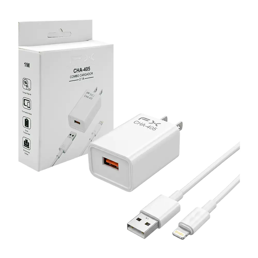 Combo cargador con cubo de 10w y cable de 1m con entrada usb a lightn…
