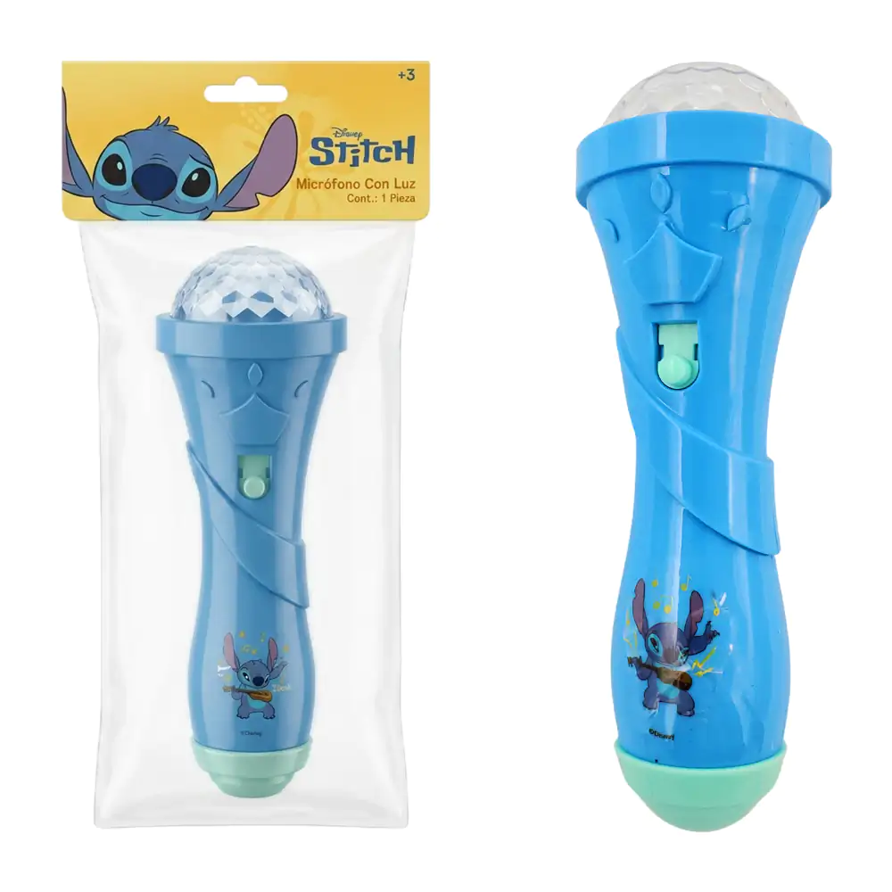 Mini vara de luz rgb en forma de micrófono con diseño de stitch