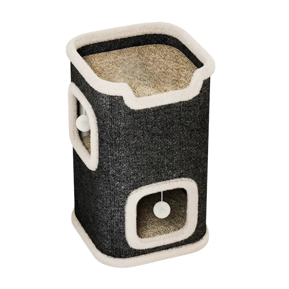 Casa tipo torre para gatos de 3 niveles con paredes de tela tipo rasc…