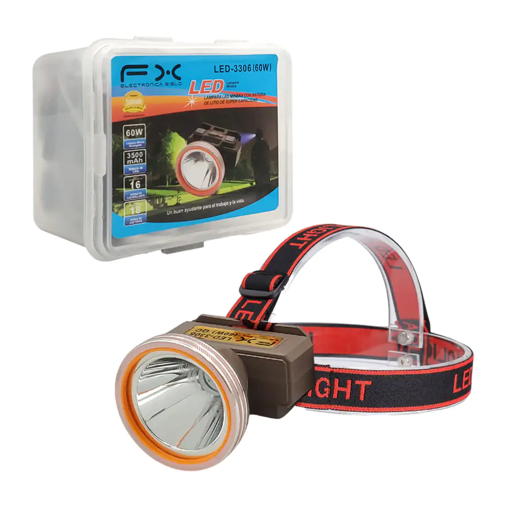 Lámpara tipo minero fx recargable con 3 modos de iluminación + pantal…