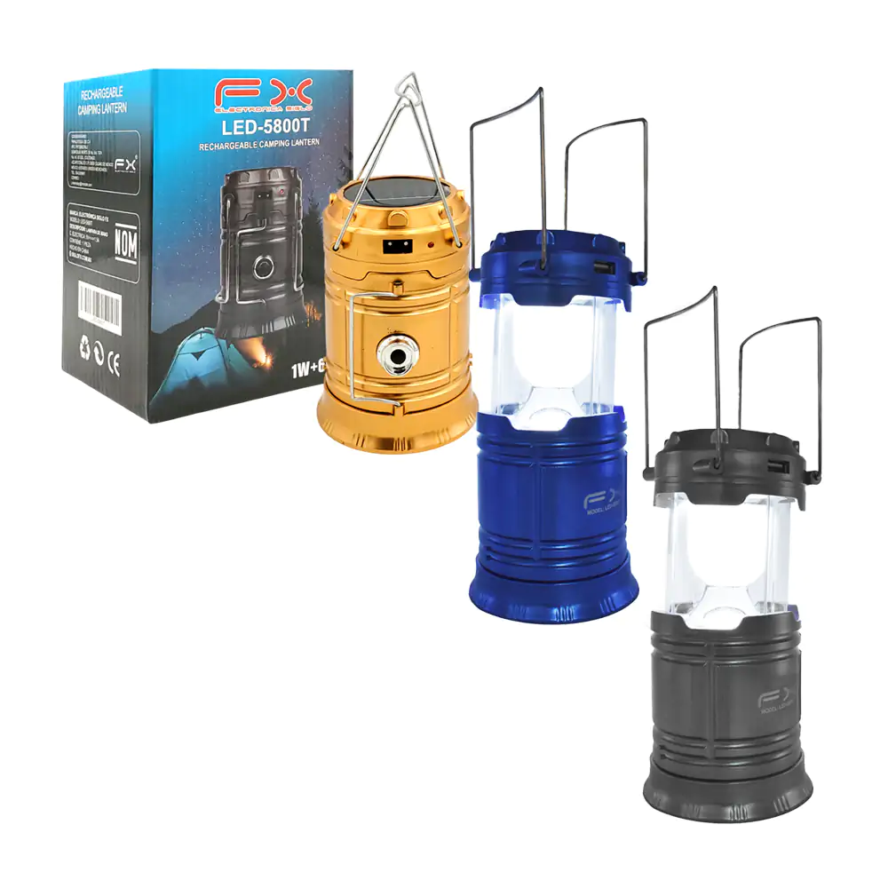 Lámpara led tipo farol con panel solar y linterna ideal para camping …