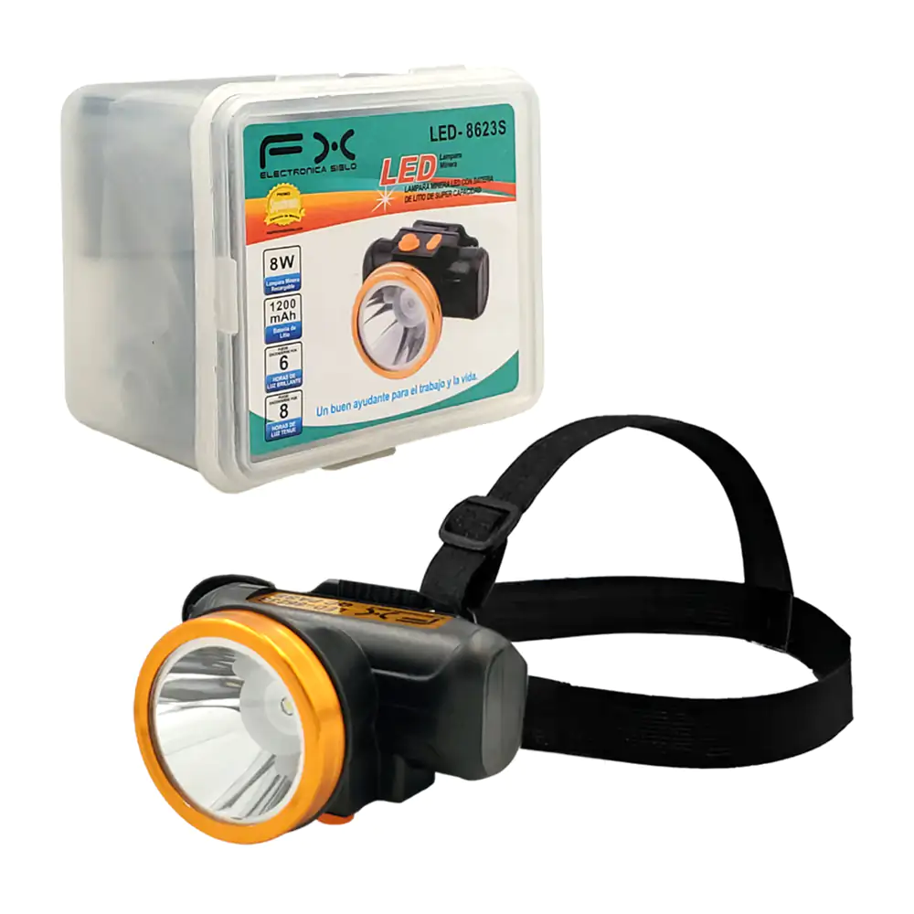 Lámpara estilo minero de 8w con varios modos de luz, recargable + ban…