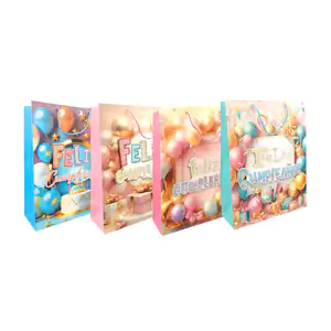 1pza Bolsa de regalo con brillantina y frase feliz cumpleaños en 3d, …
