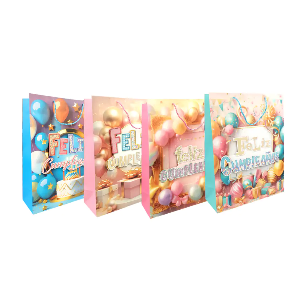 1pza Bolsa de regalo con brillantina y frase feliz cumpleaños en 3d, …
